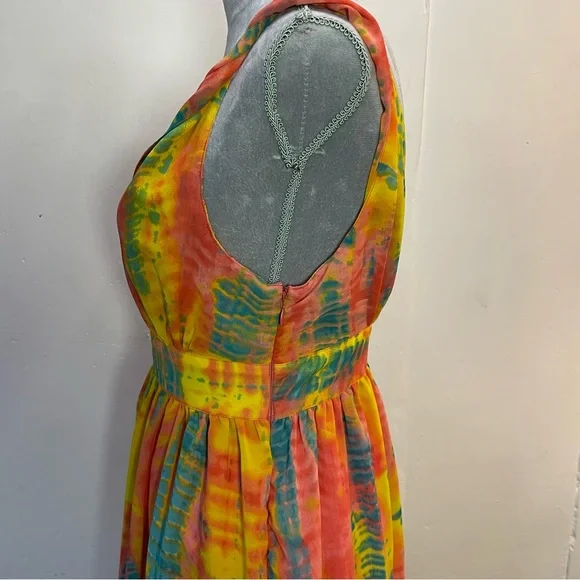 #0158 Dimri Fully Lined Banded Waist Twisted Strap Maxi w/ side Zip. Tie dye-S - Picture 7 of 13